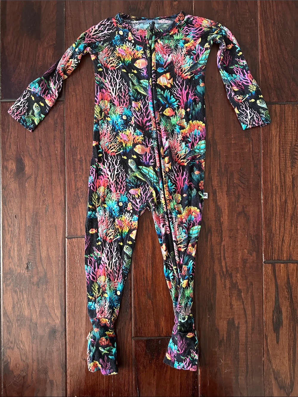 Kids One-Piece Zipper Pajamas in Multicolor Coral Reef Print